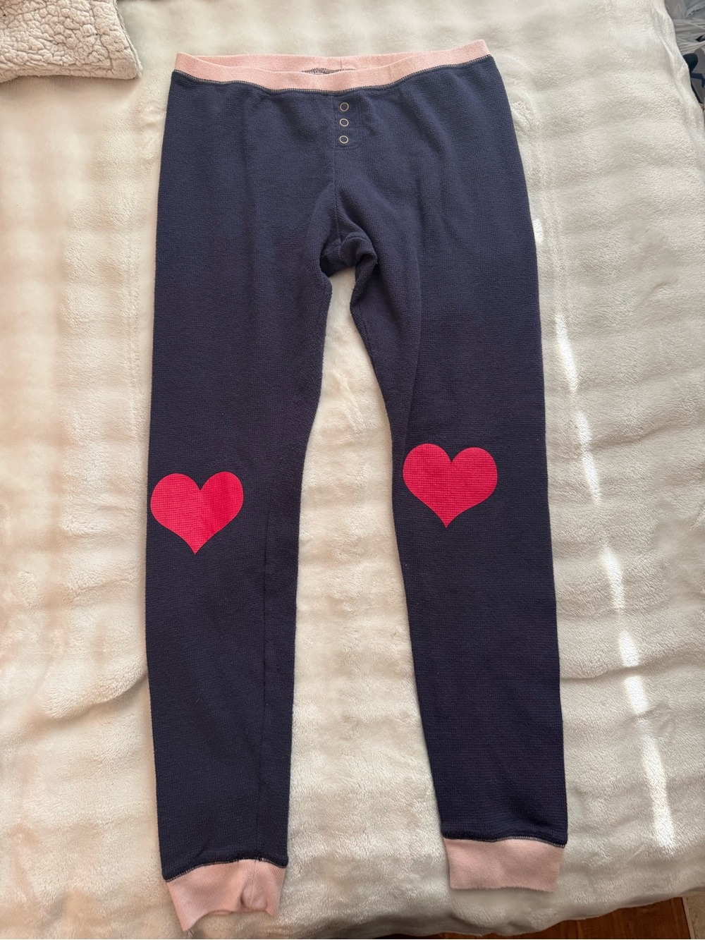 Make + Model Waffle Knit Thermal Heart Leggings / Pajama Pants - Medium